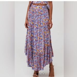 Free People Floral Maxi Skirt in Lavender Multi